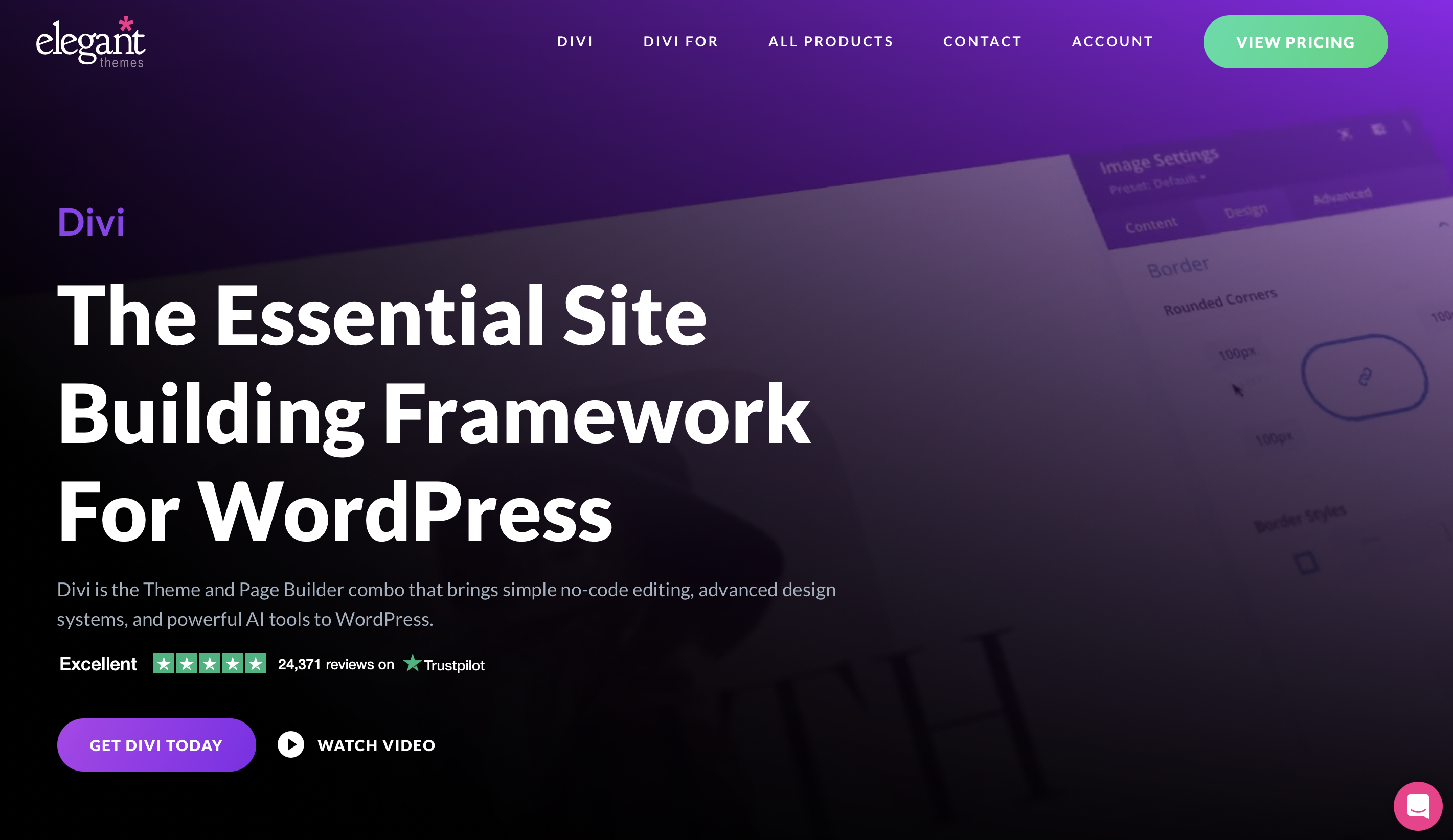 Screenshot der Divi-Homepage Screenshot der Divi-Homepage