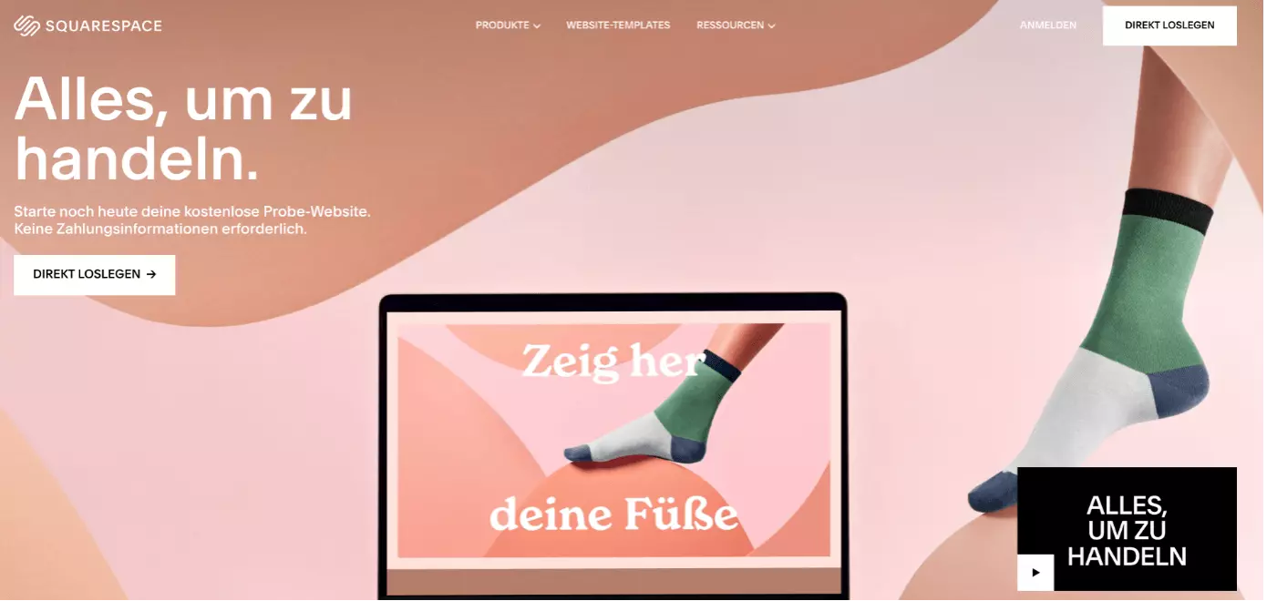 Bild: Screenshot der Website von Squarespace