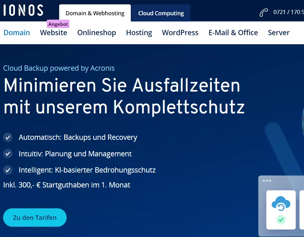 IONOS Cloud Backup Screenshot IONOS Cloud Backup Screenshot